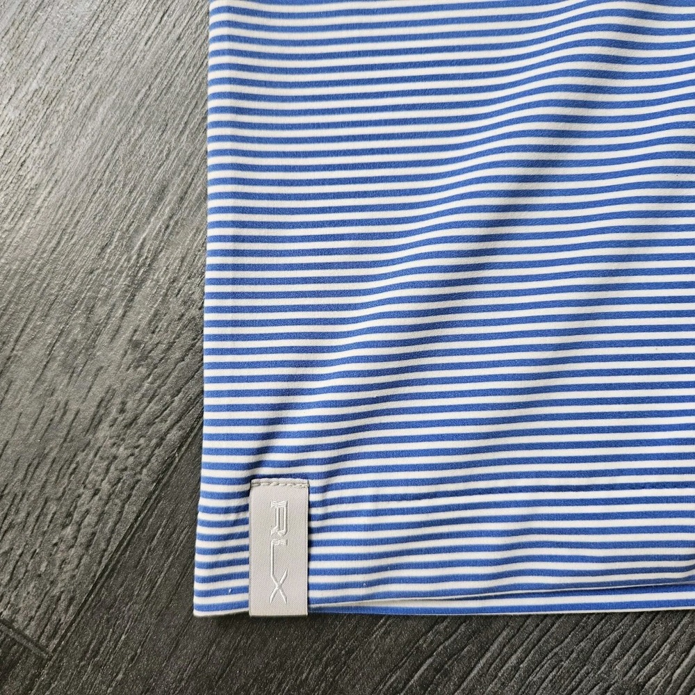 RLX Ralph Lauren Polo Shirt Men XL Blue Striped Stretch Performance Golf Preppy - Picture 5 of 10